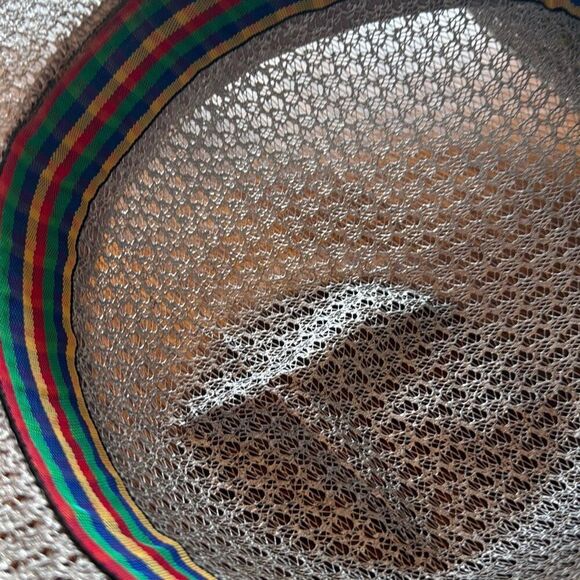 Vintage Whittal & Javits Silver Metallic Open Weave Mesh Large Tricorn Derby Hat - Picture 12 of 16